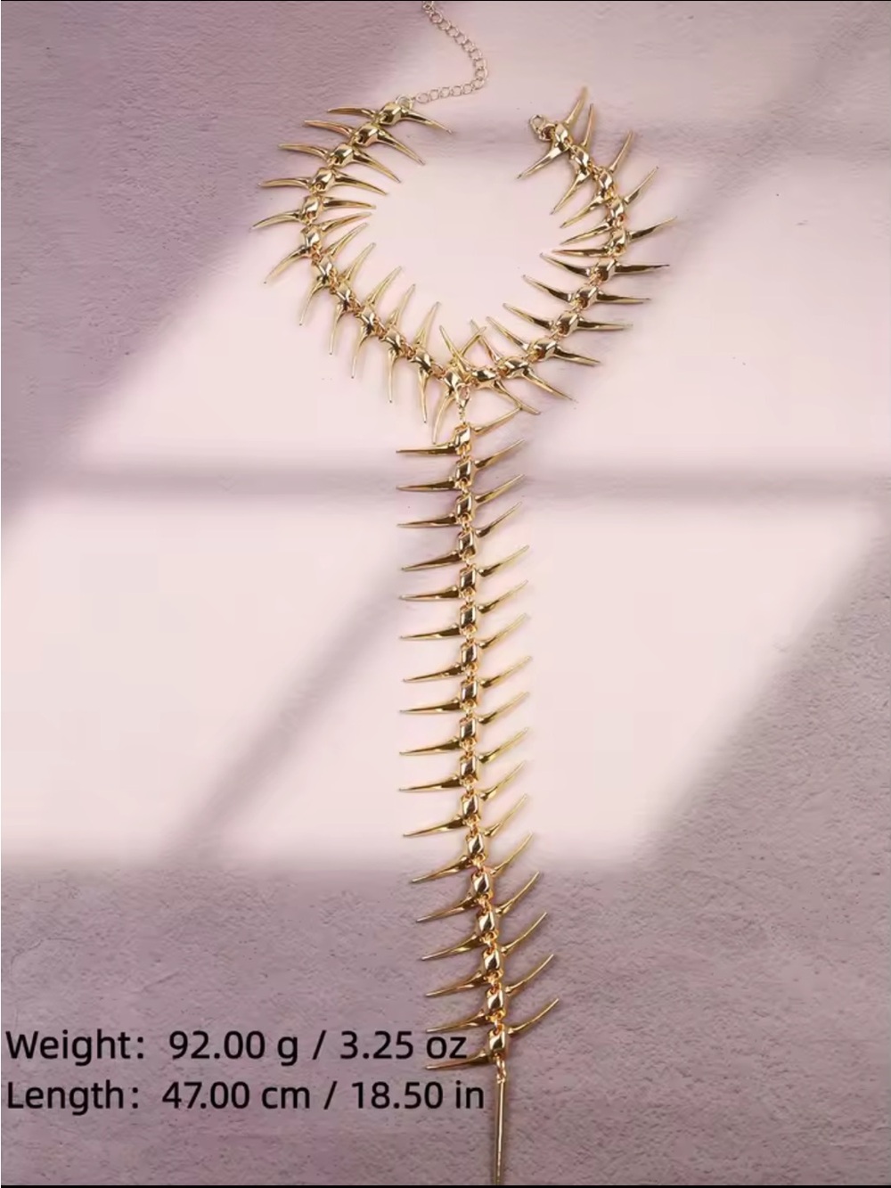 Gold Spine-Back Spike Necklace - Picture 5 of 5